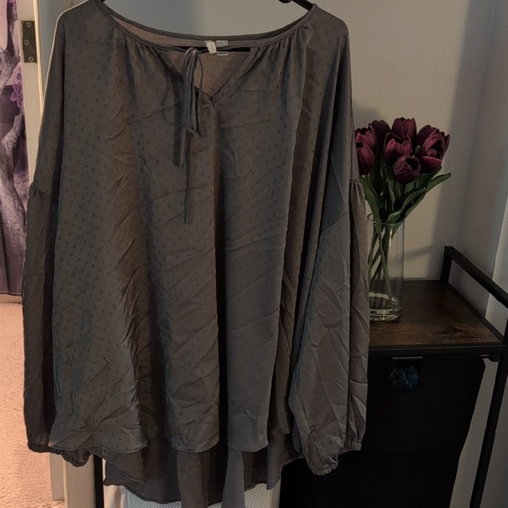 Cato Olive Green Blouse with Tie Neck